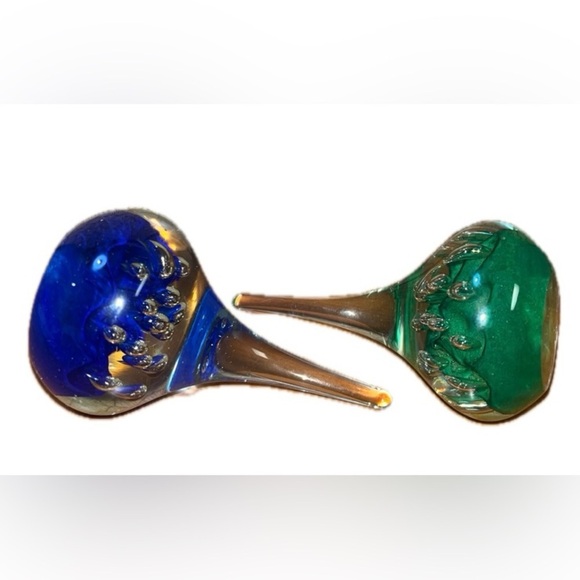 Vintage Murano Green & Blue Bubble Teardrop Glass Art - Picture 2 of 7